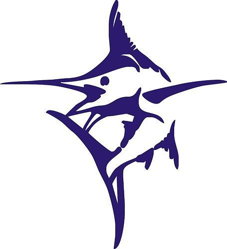 New pair of blue marlin decals 200mm tall quality vinyl