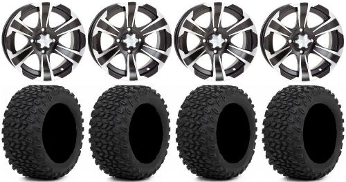 Itp ss312 black golf wheels 14&#034; 23x10-14 xt trail tires ez-go &amp; club car