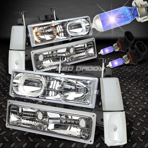 Chrome halo headlight+bumper+corner lamps+xenon bulb for 88-93 c10/ck 1500/2500