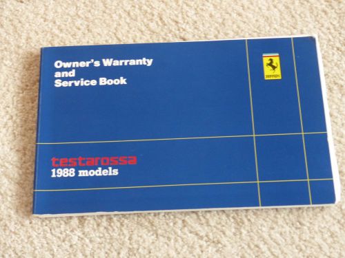 Ferrari 1988 testarossa owners warranty and service book 483/87