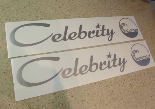 Celebrity vintage boat decal 18" silver die-cut 2-pk free ship + free fish decal