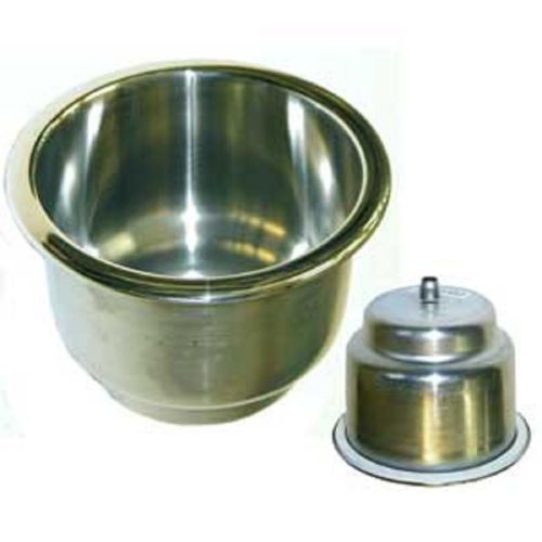 Stainless steel 316 recessed drink holder highly polished 3" deep weep hole