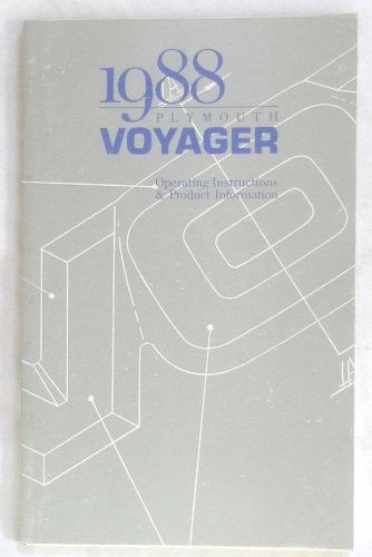 1988 plymouth voyager  owners manual original mopar