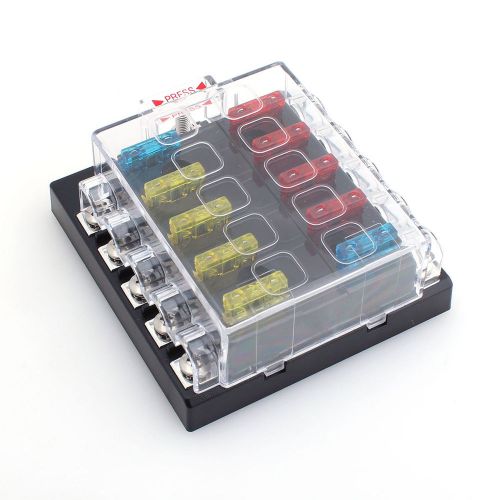 12v 10 way 24v blade fuse box holder &amp; bus bar kit new van truck ato atc car