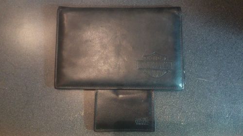 Harley davidson leather document holder and leather wallet