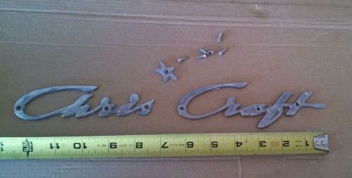 Original vintage chris craft script star emblem nameplate wood boat metal oem