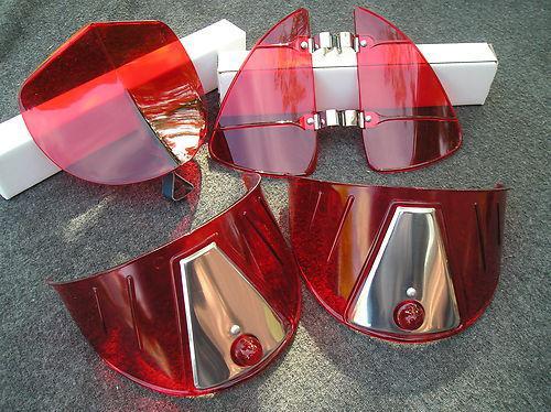 New red vintage style hood bug / vent deflectors / head light visors !
