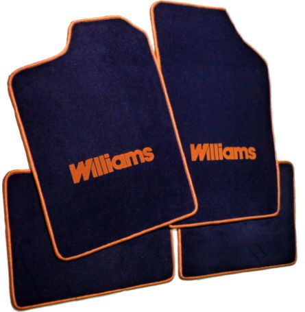 Ex stock - renault clio i williams dark/blue gold vel. mat set