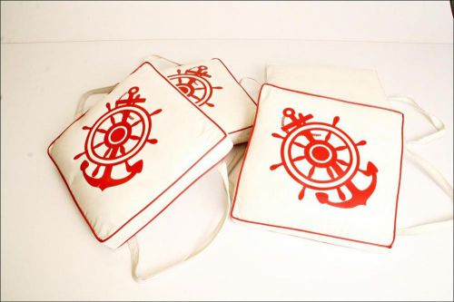 (4) vintage boat seat lot set padded vinyl chair ship jon floating canoe tapatco