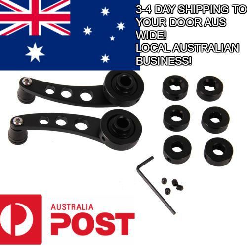 2x black jdm aluminium car auto vehicle billet window winder -uniiversal fit new