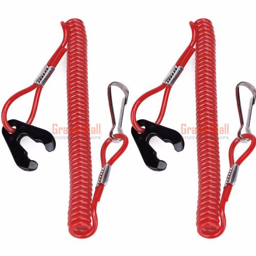 2pcs red safety kill stop switch safe tether cord lanyard for boat engine motor