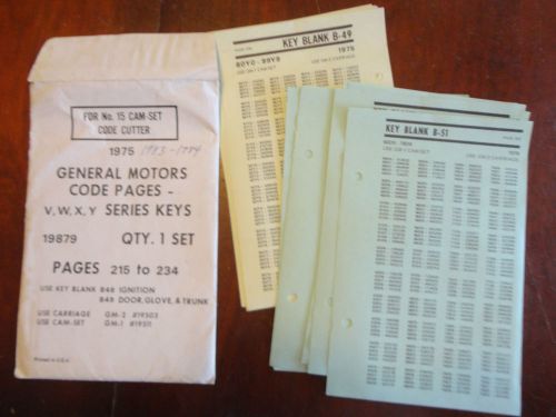 Auto key cutting  code pages general motors  1975 1976 for no. 15 cam set