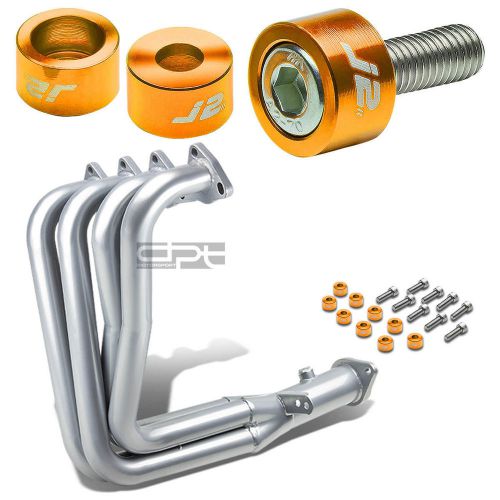 J2 for integra dc2 b18 silver exhaust manifold header+gold washer cup bolts