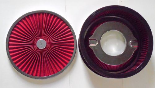 14&#034; super flow filter top air cleaner set 3&#034; tall element red and both washable