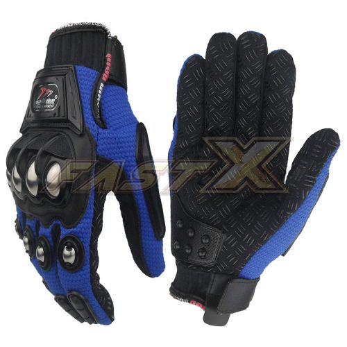 Blue full finger anti skid motocross motorbike ridding  motorcycle gloves new