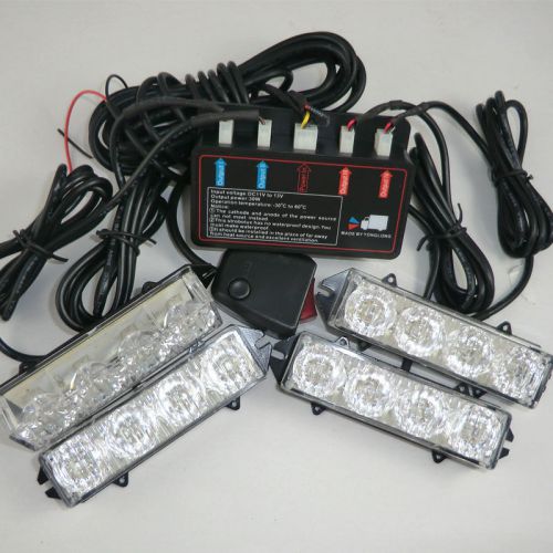 Hq 4x 4 led car flashing strobe recovery grill lights lamp amber beacon bright