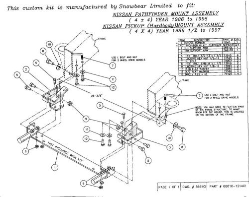 Snowbear snow plow mount kit fits nissan pickup and pathfinder 66610