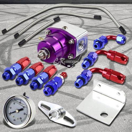 Universal injected purple fuel pressure regulator+liquid gauge+fitting fit supra