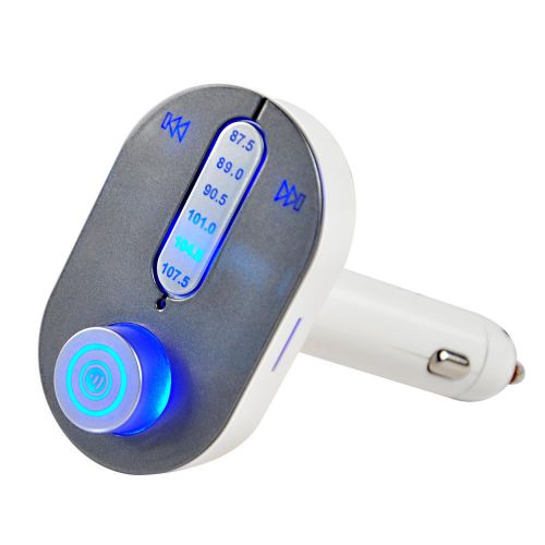 Blue light fm transmitter handsfree wireless car kit mp3 player charger new