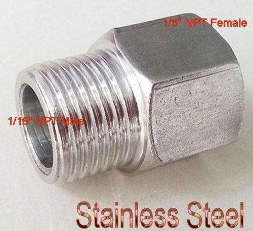 1/16" npt male to 1/8" npt female fuel rail adapter fitting gauge water oil l-5u
