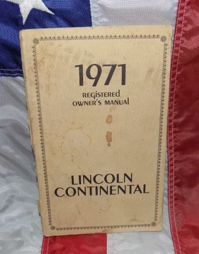 1971 lincoln continental registered owner&#039;s manual