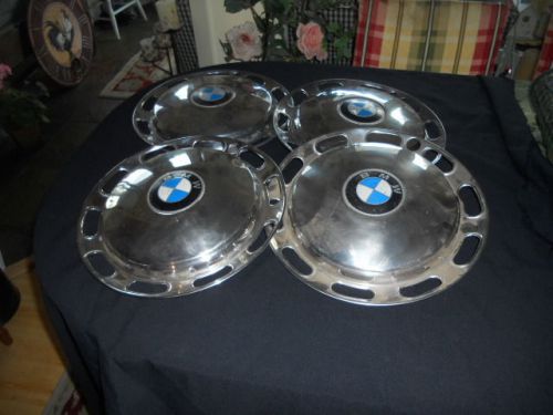 Set of 4 bmw dog dish hubcaps hub caps good used  12 3/8&#034; outside diameter