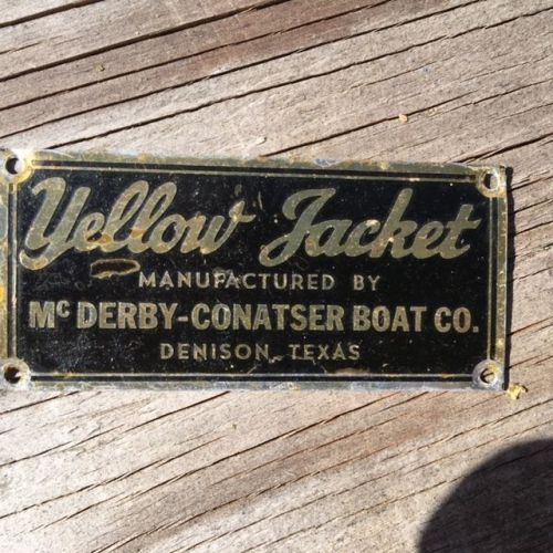 Yelllow jacket boat maker id plate