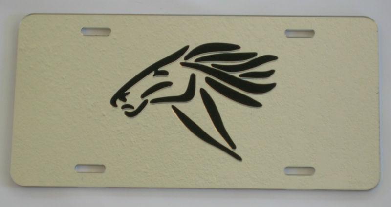 Mustang horse head inlaid license plate  acrylic w/ mirror 