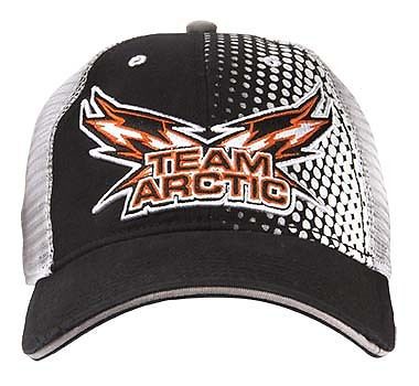 Arctic cat men&#039;s team arctic flag cap / hat w/mesh - black / white 5243-107