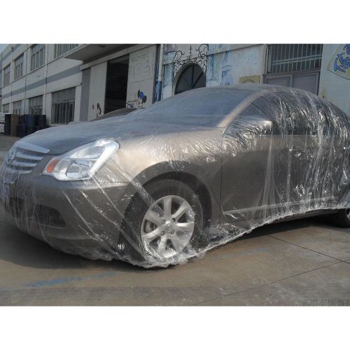 Clear plastic temporary universal disposable car cover dust rain garage cover