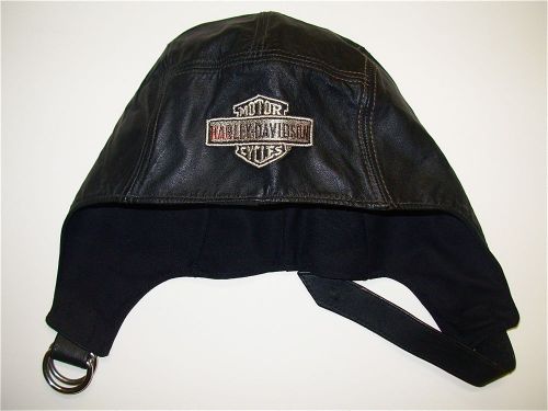 Men&#039;s vintage harley-davidson old school black leather aviator cap, medium,usa