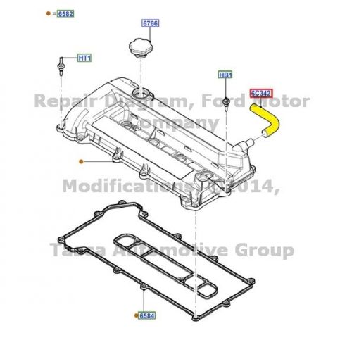 Oem cylinder head cover pcv valve connecting hose 2001-2004 ford escape 2.0l