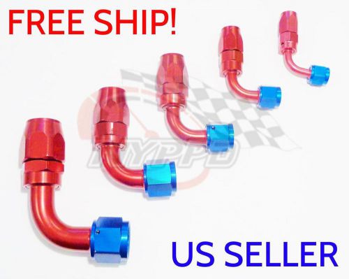 Nyppd swivel oil fuel/gas hose end fitting red/blue an-10, 90 degree 7/8 14 unf