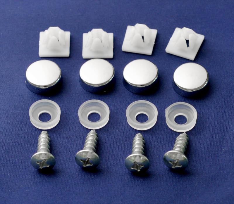 Buy License Plate Frame Screws Fasteners + Chrome Screw Caps Set in