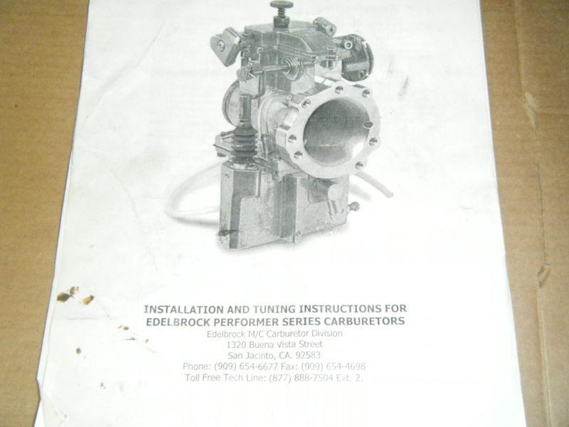 Harley edlebrock carb installation & tuning instuction manual-owners manual-l@@k