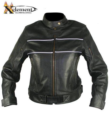 Xelement womens classic x-force black racer motorcycle jacket