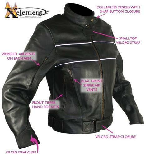Xelement Womens Classic X-Force Black Racer Motorcycle Jacket, US $109.95, image 2