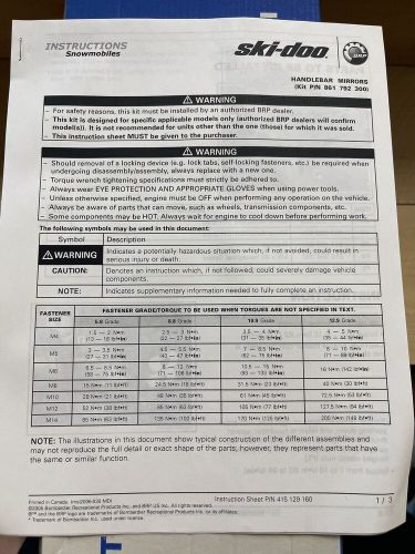 Ski-Doo Handlebar Mirrors Kit #861792300 Pair, US $25.00, image 2