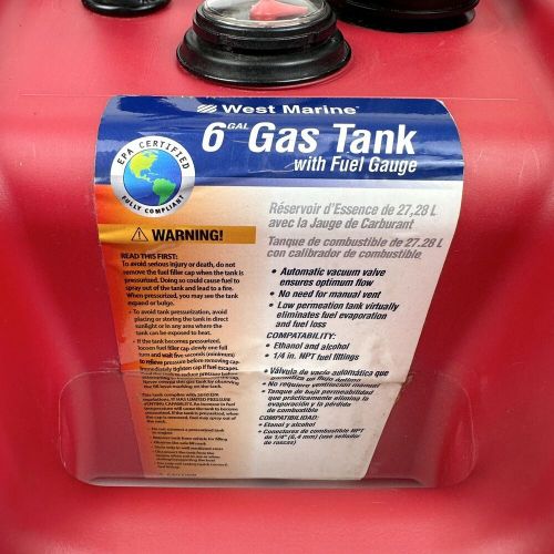 Attwood 6 Gallon West Marine 89745 Red Plastic Portable Outboard Gas Fuel Tank, US $36.00, image 2