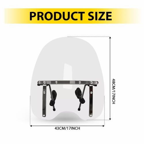 19"x17" large clear motorcycle windshield universal for 7/8" 1" 1.25" handlebar