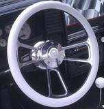 Marine / boat steering wheel (muscle / half wrap) w/ 3/4" keyway adapter ~white