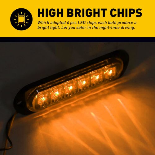 4X Light Amber LED Truck Lamp Clearance Trailer Side Marker Light 12V Waterproof, US $14.19, image 8