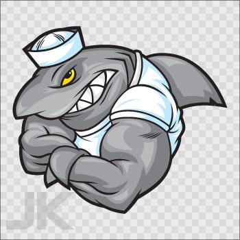 Decal stickers shark sharks muscular sailor strong jaws ocean 0500 ag47x