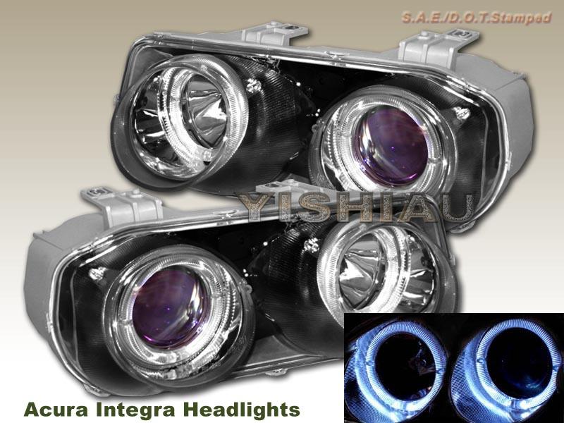 98 99 00 01 acura integra headlights black 2 halo 2001