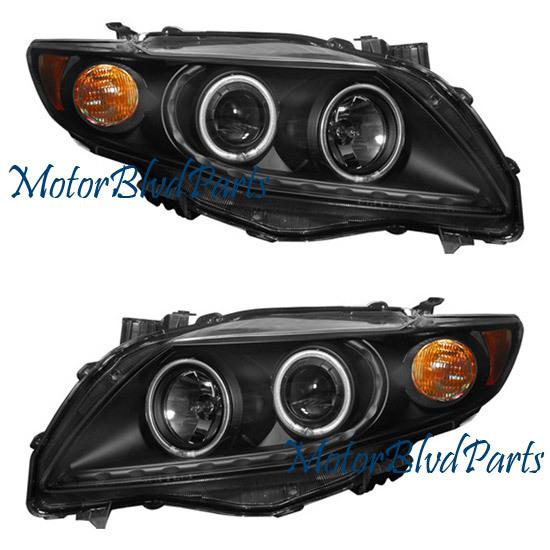 2009-2010 toyota corolla projector headlights w/ccfl halo black left+right set