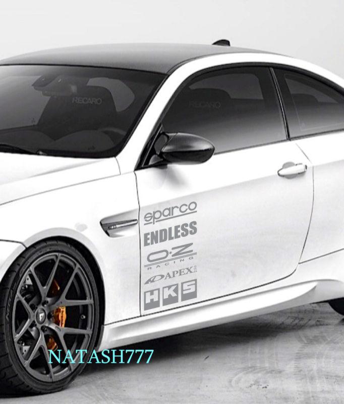 Bmw m3 m5 m6 racing sponsors sport car sticker emblem logo decal silver pair 