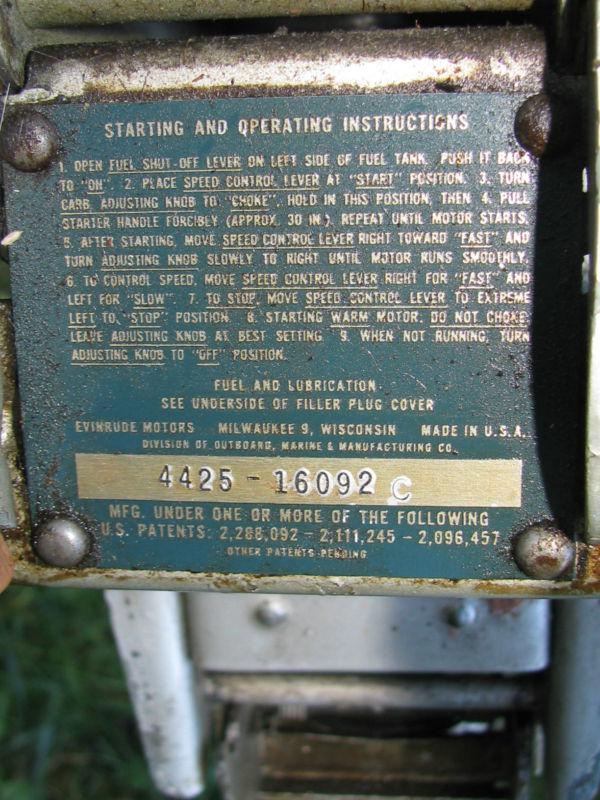 VINTAGE EVINRUDE 1947 -1951 OUTBOARD BOAT MOTOR, US $99.99, image 4