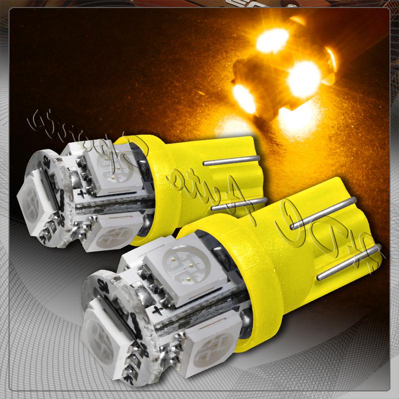 2x 5 smd led t10 wedge interior instrument panel gauge replacement bulbs - amber