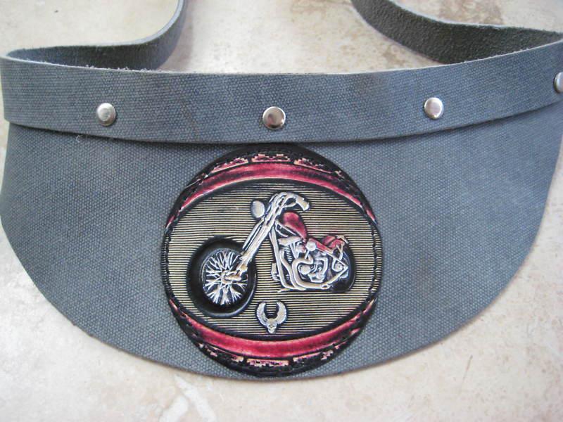 Vintage1970s Motorcycle Visor Tooled Leather :: hat cap style ::, US $19.99, image 3