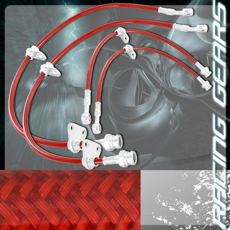 92-96 honda prelude bb1 bb2 ba8 red front rear stainless steel hose brake line